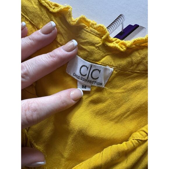 CC Chic Connection Shift Dress Tassel Tie Embroidery Yellow Women's M Boho - Picture 8 of 8
